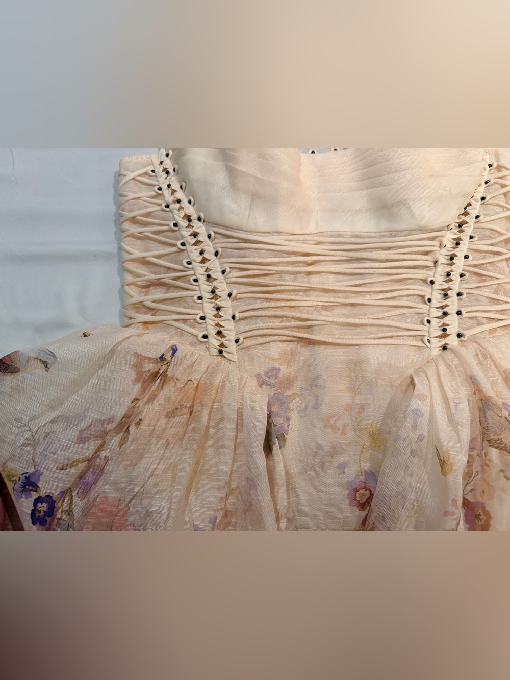 Zimmermann Alchemy Beaded Mini Dress in Cream Multi Floral - Picture 5 of 7